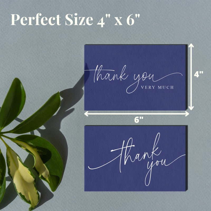 Paper Play Thank You Cards | Bulk Greeting Cards | 100 Pack (Navy Blue) - Image 3
